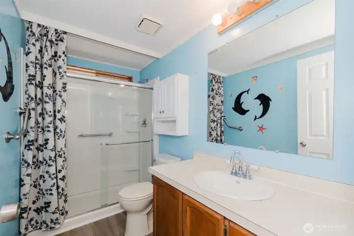 Great bathroom! New flooring here too!