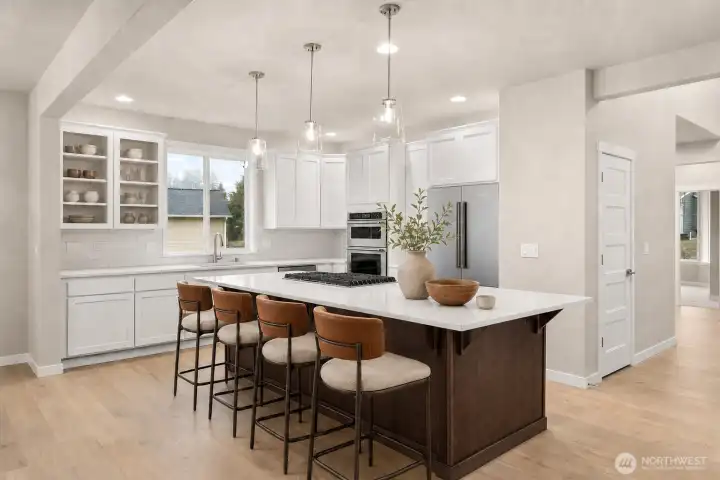 Gorgeous Kitchen w/ Canyon Creek Maple Cabinets and slab Quartz Counters. Gorgeous Kitchen w/ Canyon Creek Maple Cabinets and slab Quartz Counters.