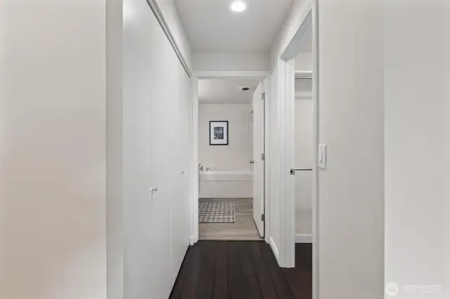 To the right is a walk in closet & on the left is more closet space!