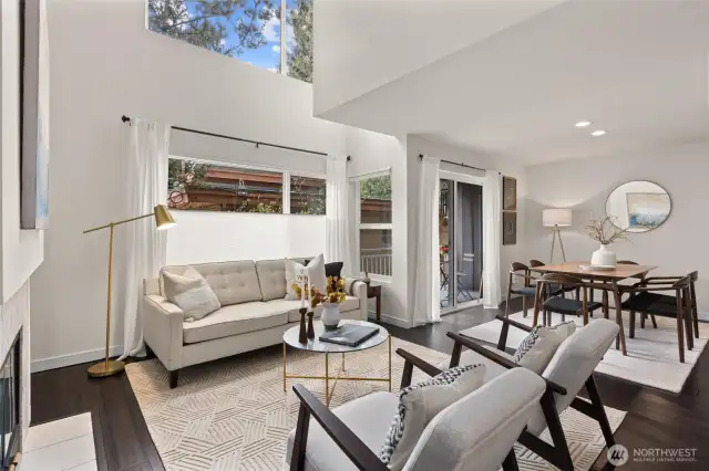 Rare 2 story height ceiling. Motorized window shades (upper window).
