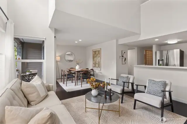 Rare 2 story height ceiling. Motorized window shades (upper window).
