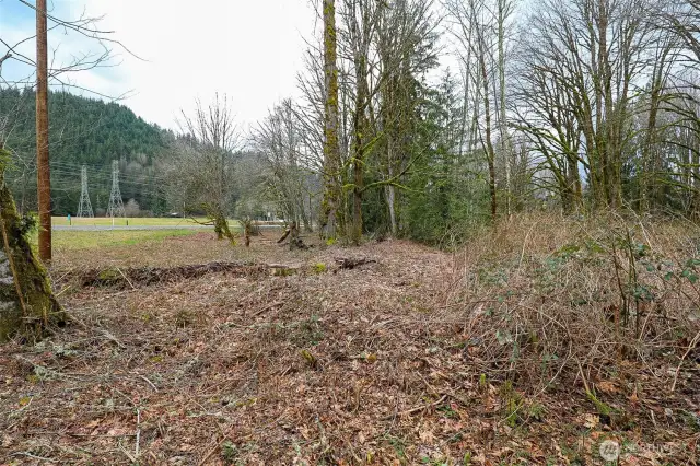 West facing view from shared private drive.