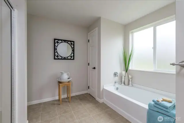 Ensuite bath with soaking tub.