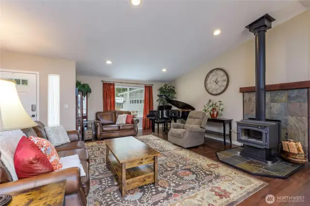 Enjoy the cozy warmth of a wood-burning stove.