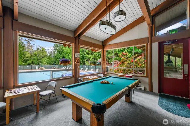 The clubhouse offers games for the inside and the community pool is just steps away.