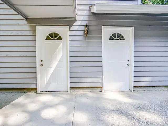 door on left to bonus or studio and door on right to garage