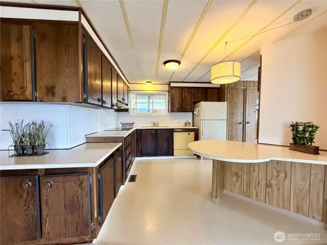 Another view of the kitchen with plenty of counter space.