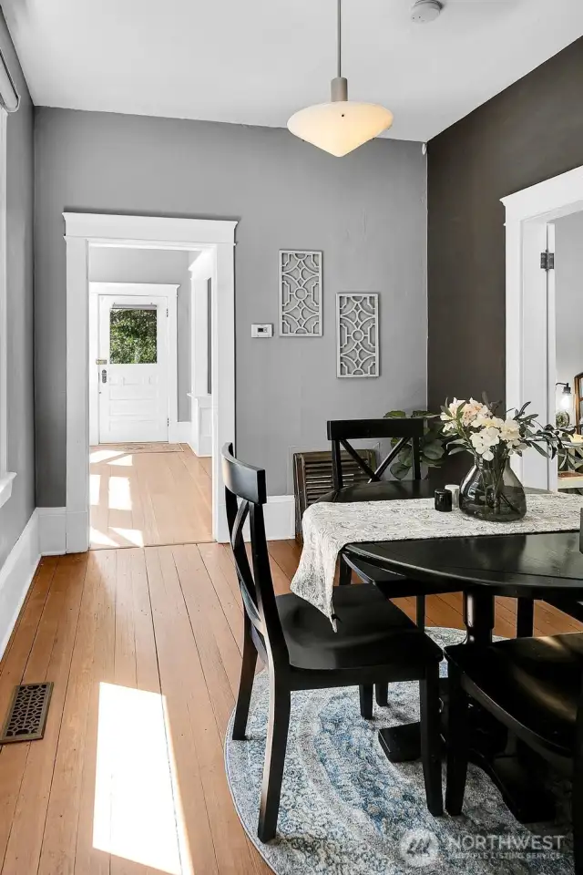 Large and versatile dining room gets great Southern exposure.