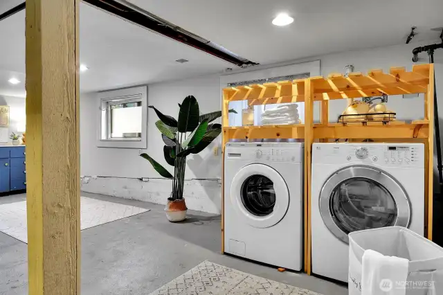Basement laundry area.