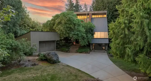 This home truly comes to life at night and during golden hour!