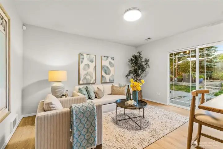 Welcoming family room with space to relax, entertain, or gather with loved ones