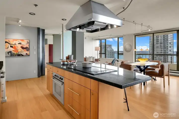 Another angle form the kitchen looking into the dining room and living room.