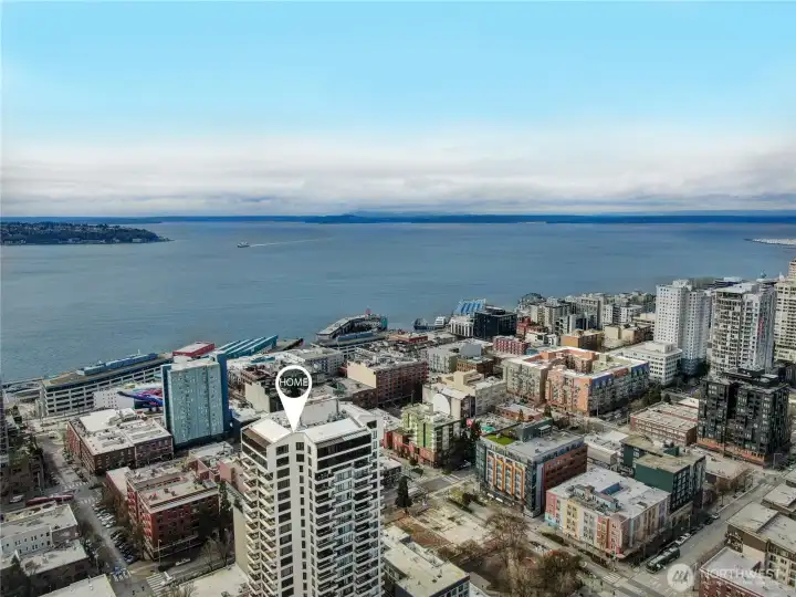 Orientation of this home as it relates to the Puget Sound.