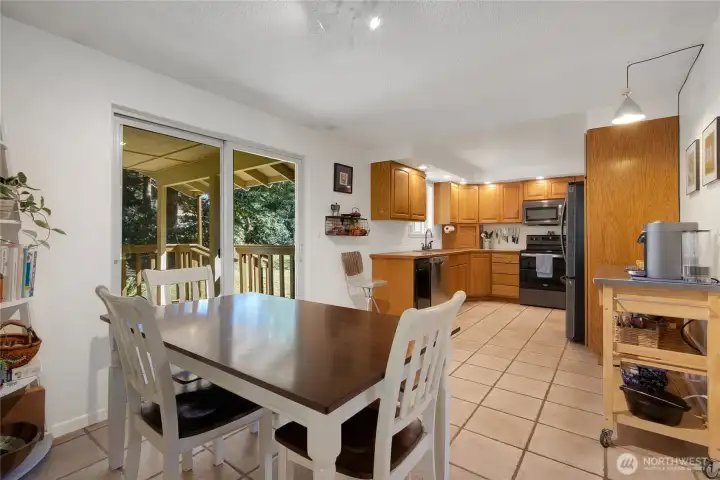 Sliding door opens to covered patio