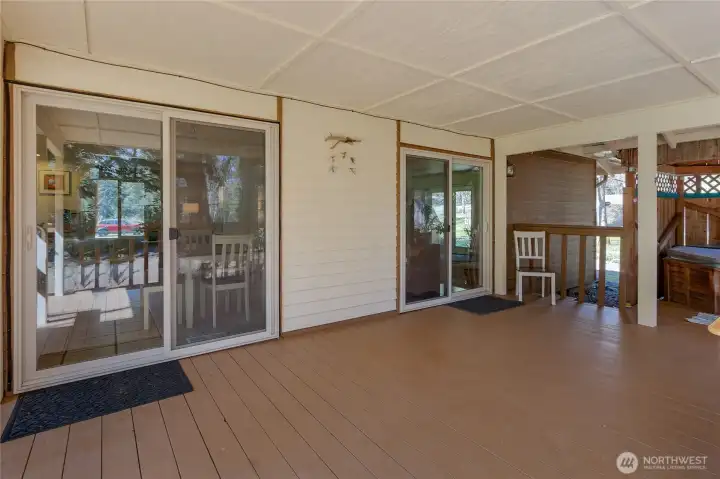 Covered patio can be accessed from eating area and family room