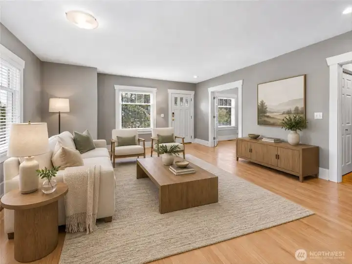 Virtually staged main floor living room