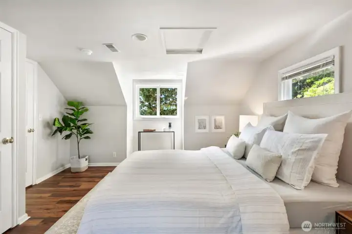 Classic dormered ceilings.