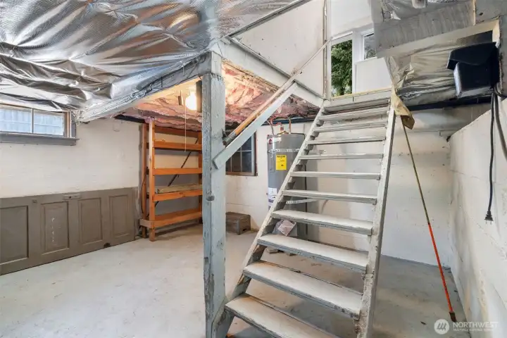 Downstairs we have approximately 100 square feet of unfinished basement/storage area.