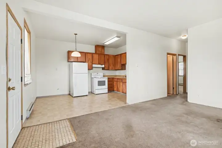 Kitchen has room for a small dining table.