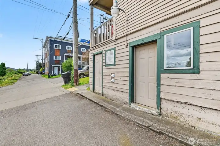 Alley access to storage.