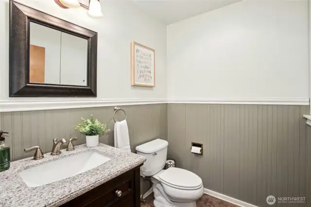 Powder bath just off the family room