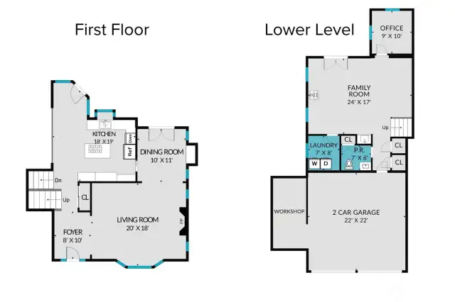 First floor and lower floor