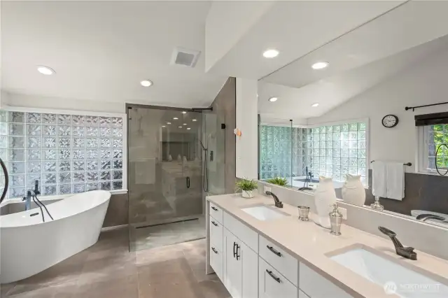 Luxurious Master Full Bathroom off primary with separate tub and walk-in shower