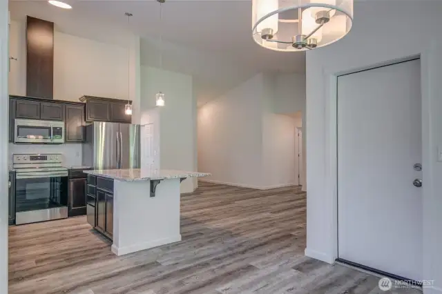 Dining room also leads outside to the rear covered deck.