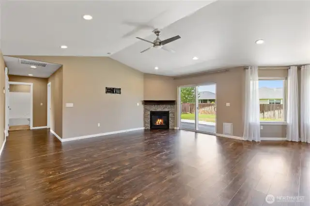 Great Room looking toward fireplace & hallway
