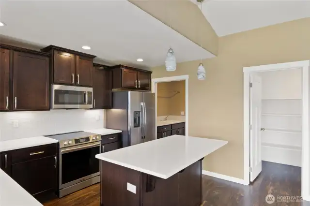 Kitchen space with island for seating