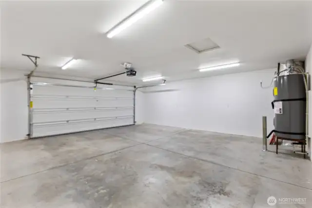 2 car garage features added space on sides for storage
