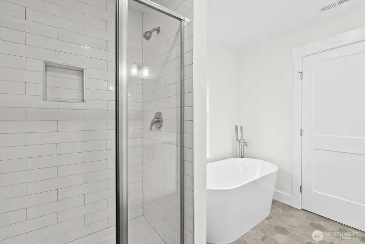 Primary Soaking Tub and Walk-in Shower