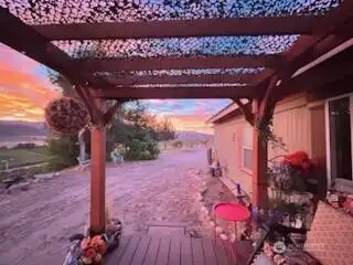 View from deck toward driveway - sunset