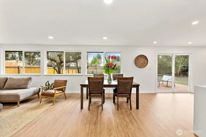 Windows overlook serene back yard