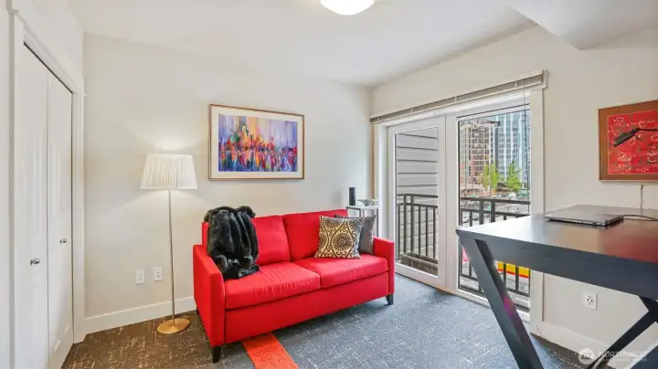 Second bedroom with Juliet balcony and south facing city views.