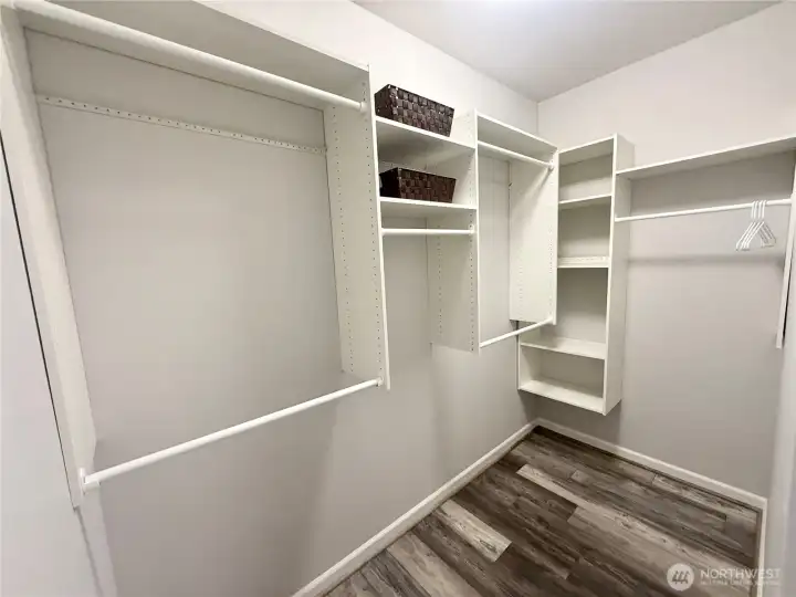 Downstairs primary suite walk in closet Downstairs primary suite walk in closet