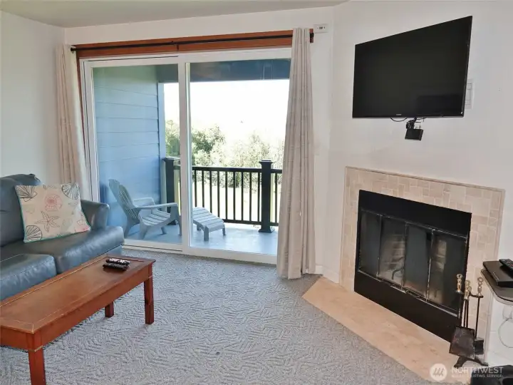 Enjoy the Presto-log Fireplace.