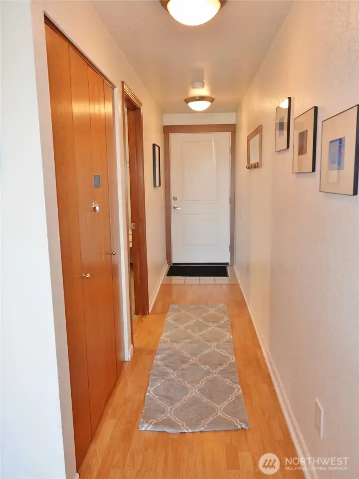 Hallway -- Closet on the left has the stackable washer/dryer.