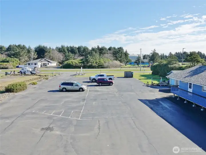 The Nautilus building's parking lot in front.