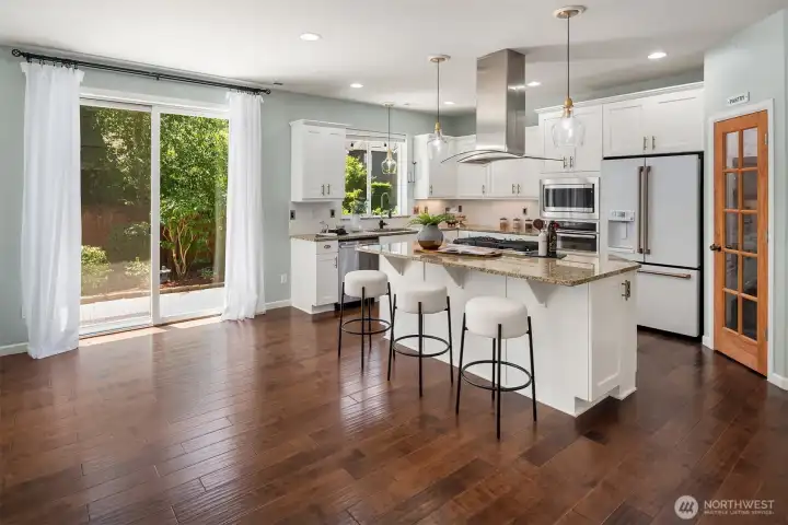 Easy access to your outdoor oasis. Plenty of room for a breakfast table.