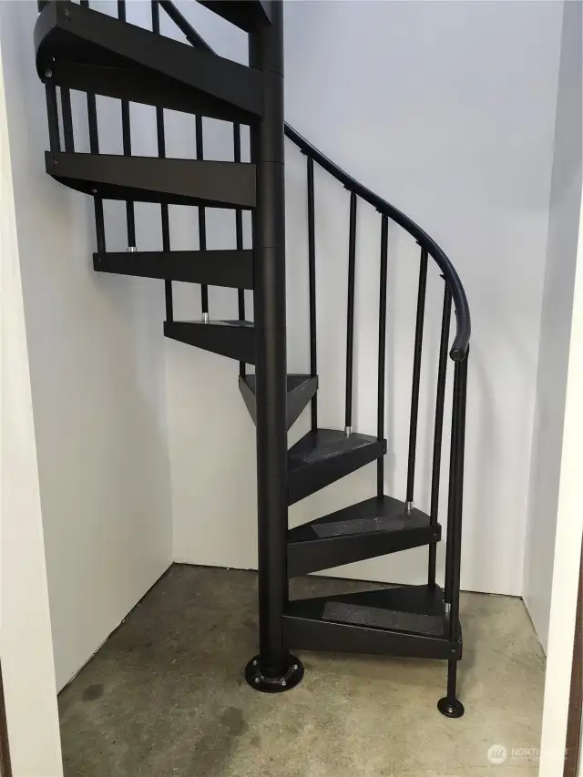 Spiral stairs to Multipurpose above garage