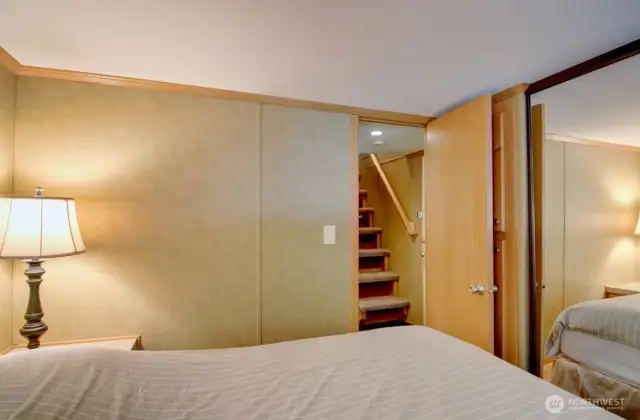 You can see the stairs from the bedroom