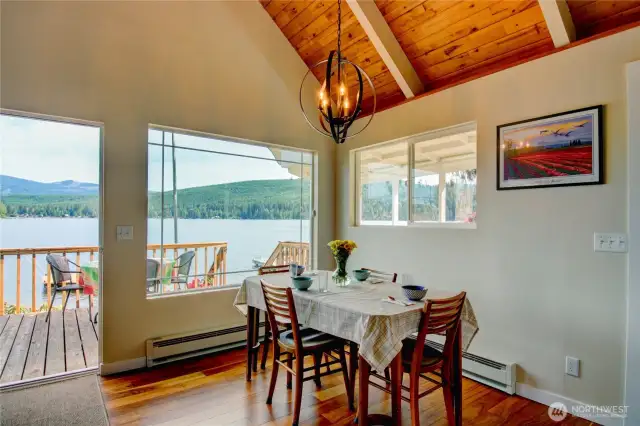 Dine inside or out, you still get the lake views.