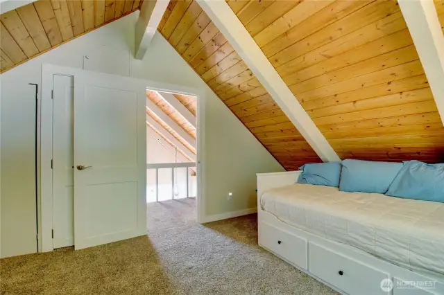 Upper loft bedroom has King Size pullout bed.