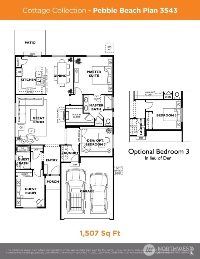 The Pebble Beach floorplan.  This was one of Shea's most desirable designs.  This home has an extended garage, offering more storage than most.