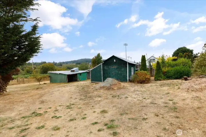 Not all structures are part of subject property. Lot lines here are approximate.