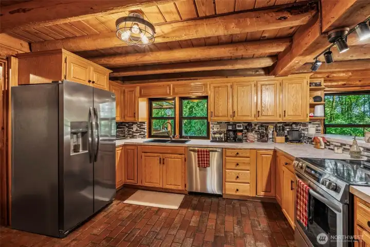 Kitchen with stainless steel appliances