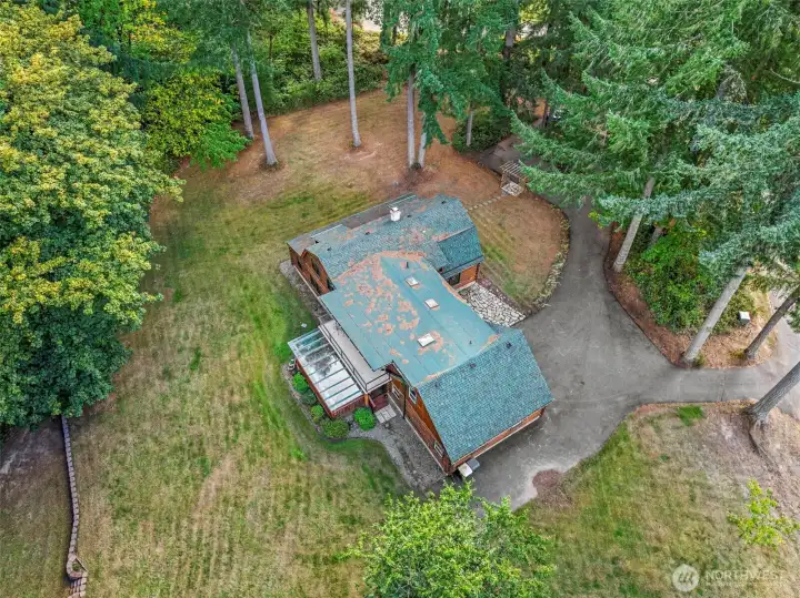 Aerial view of the home