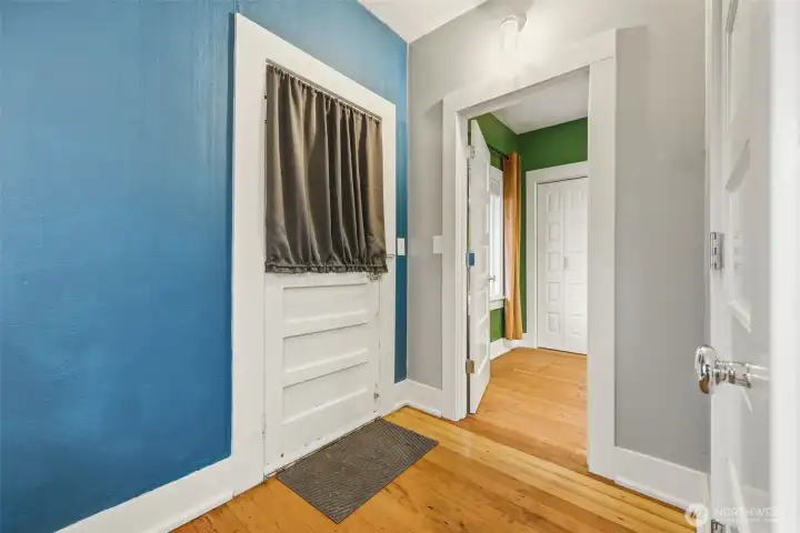 Upon entry you have the primary bedroom and stairs that take you to the basement