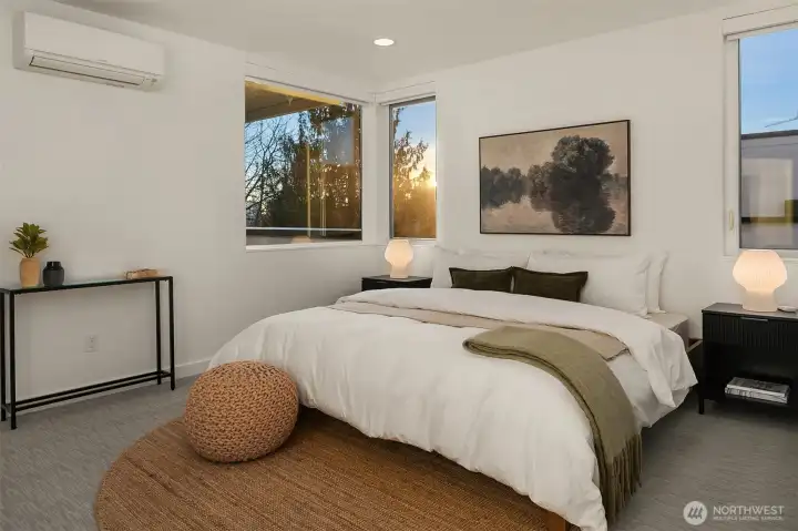 Primary suite bedroom with West facing vistas.